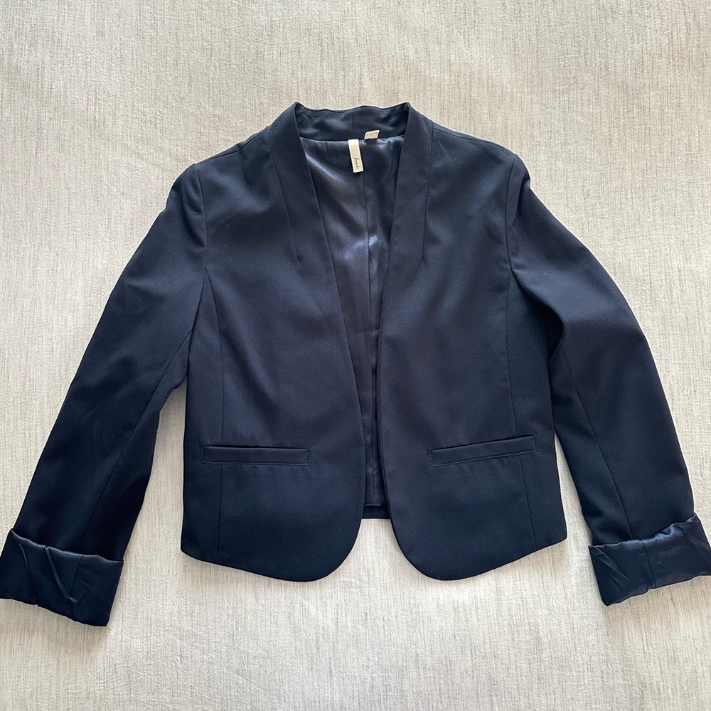 Frenchi Women's Navy Cropped Blazer, Size M